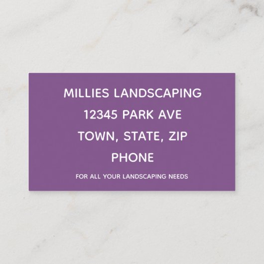 Lila bloemen visitekaartje (Achterkant)