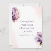 Lila Bloemen Waterverf Christelijk Cross Bruiloft Kaart (Achterkant)