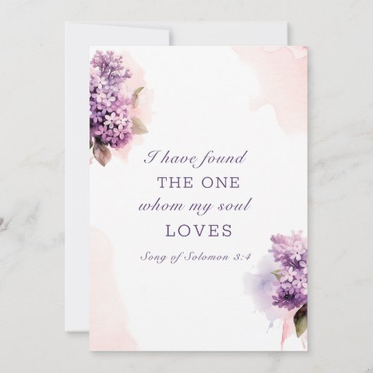 Lila Bloemen Waterverf Christelijk Cross Bruiloft Kaart (Achterkant)