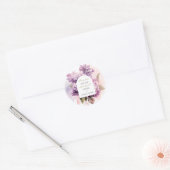 Lila Bloemen Waterverf Kunst Bruiloft Bijbel Verse Ronde Sticker (Envelop)