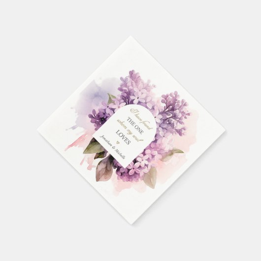 Lila Bloemen Waterverf Kunst Bruiloft Bijbel Verse Servet (Hoek)