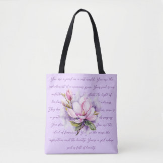 Lila Bloemen Waterverf Shoper Tote Bag