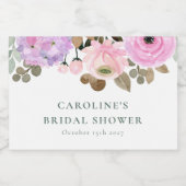 Lila Bloemen Waterverf Vrijgezellenfeest Custom Mi Sparkling Wijnetiket (Enkel label)