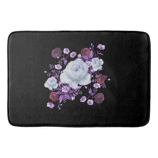 LILA BLOEMEN, ZWARTE ACHTERGROND BADMAT (Voorkant)
