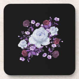 LILA BLOEMEN, ZWARTE ACHTERGROND BIER ONDERZETTER