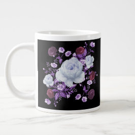 LILA BLOEMEN, ZWARTE ACHTERGROND GROTE KOFFIEKOP