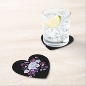 LILA BLOEMEN, ZWARTE ACHTERGROND KARTONNEN ONDERZETTERS (Insitu)