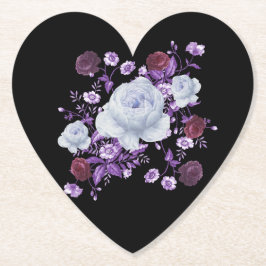 LILA BLOEMEN, ZWARTE ACHTERGROND KARTONNEN ONDERZETTERS