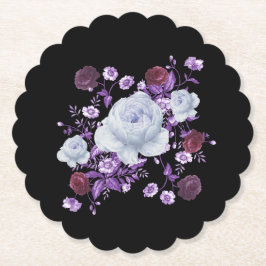 LILA BLOEMEN, ZWARTE ACHTERGROND KARTONNEN ONDERZETTERS