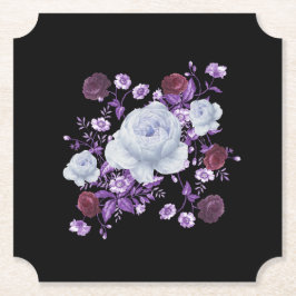 LILA BLOEMEN, ZWARTE ACHTERGROND KARTONNEN ONDERZETTERS