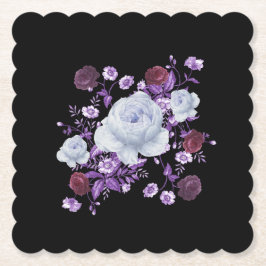 LILA BLOEMEN, ZWARTE ACHTERGROND KARTONNEN ONDERZETTERS