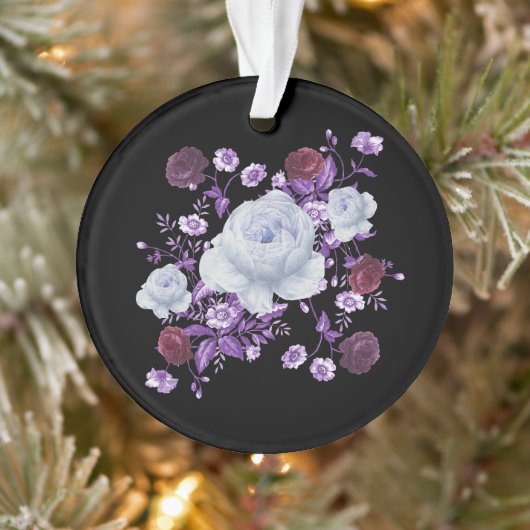 LILA BLOEMEN, ZWARTE ACHTERGROND ORNAMENT (Boom)