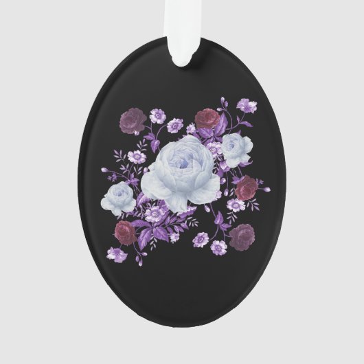 LILA BLOEMEN, ZWARTE ACHTERGROND ORNAMENT (achterkant)