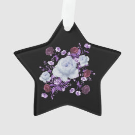 LILA BLOEMEN, ZWARTE ACHTERGROND ORNAMENT