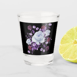 LILA BLOEMEN, ZWARTE ACHTERGROND SHOT GLAS