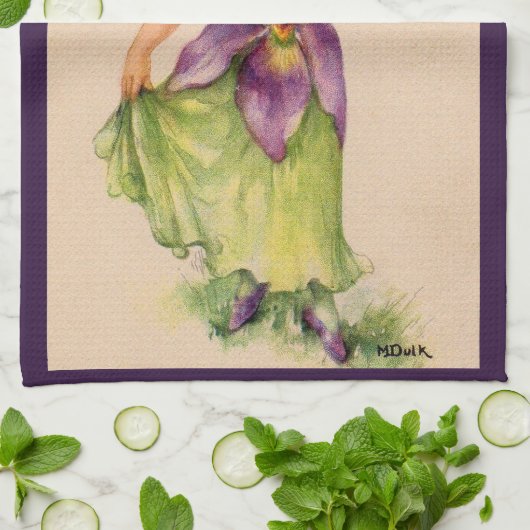 lila bloemenafdrukken theedoek (Gevouwen)