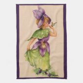 lila bloemenafdrukken theedoek (Verticaal)