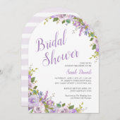 Lila bloemenbruids doucheuitnodiging kaart (Voorkant / Achterkant)