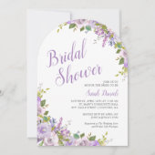 Lila bloemenbruids doucheuitnodiging kaart (Voorkant)