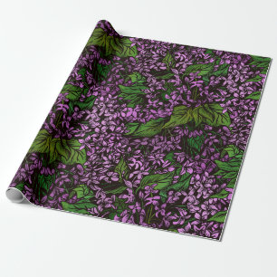 Lila bloemencapier cadeaupapier