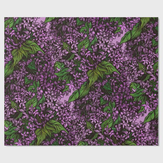 Lila bloemencapier cadeaupapier (Vlak)