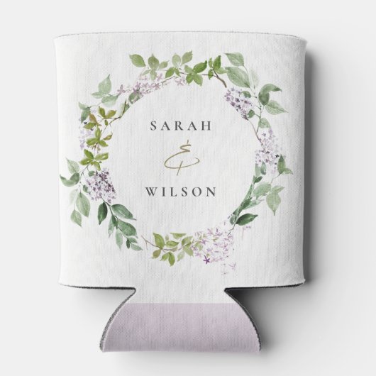 Lila bloemenkrans huisje tuin bruiloft blikjeskoeler (Achterkant)