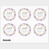 Lila bloemenkrans rond retour adreslabel ronde sticker (Vel)