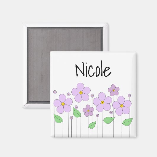 Lila bloemenmagneet magneet (Voorkant / Achterkant)