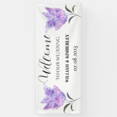 Lila bloemenpaarse bloemen rustieke elegante bruil spandoek (Verticaal)