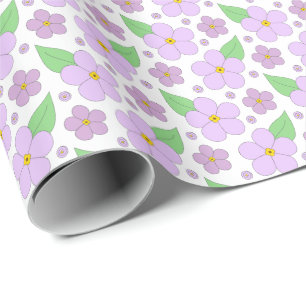 Lila bloemenpatroon cadeaupapier