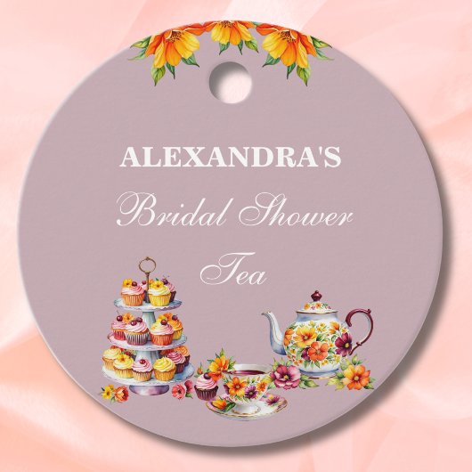 Lila Bloementhee Vrijgezellenfeest Dank u Bedankjes Labels