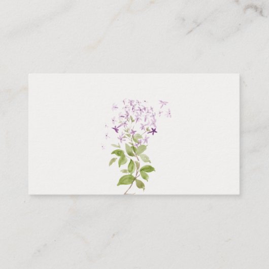 Lila bloementuin display douche Baby shower Informatiekaartje (Achterkant)