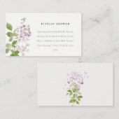 Lila bloementuin display douche Baby shower Informatiekaartje (Voorkant / Achterkant)