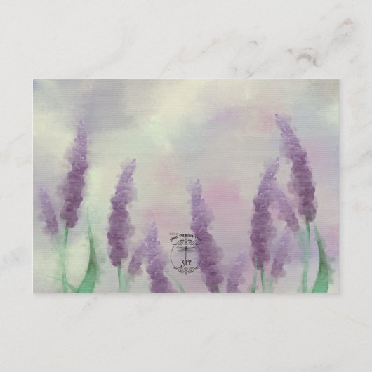 Lila Bloemenveld Moderne Huwelijksreceptie Informatiekaartje (Achterkant)