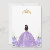 Lila bloemige Quinceanera uitnodiging (Achterkant)