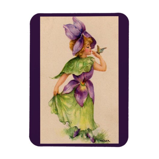 lila bloemmeisje magneet (Verticaal)