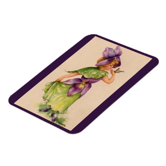 lila bloemmeisje magneet (Linkerzijde)