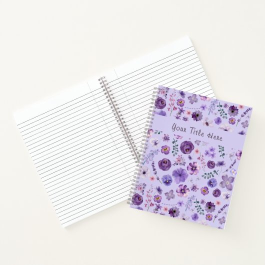 Lila bloemmotief botanisch Notitieboek (Binnen)