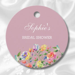 Lila bloemperzik roze rozen Vrijgezellenfeest Bedankjes Labels