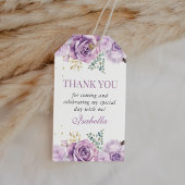 Lila Bloemrijke Paarse Quinceanera Dank u voor uw Cadeaulabel