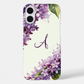 Lila Bloesems Bloemen Licht Groen Monogrammed Case-Mate iPhone Case (Achterkant)