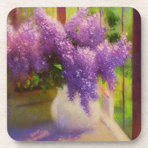 Lila bloesems in Vase Plastic Onderzetters