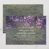 Lila Bloesems Rustiek Hout Spring Verjaardagsfeest Kaart (Voorkant / Achterkant)