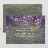 Lila bloesems rustieke houten verlovingsfeest kaart (Voorkant / Achterkant)
