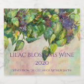 lila bloesems sparkling wijnetiket (Enkel label)