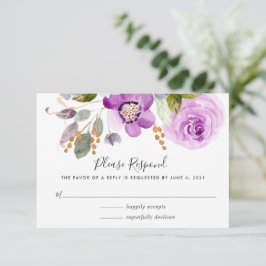 Lila Blooms RSVP-kaart RSVP Kaartje