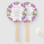Lila Blooms Trouwprogramma Hand Fan Handwaaier (Voorkant en achterkant)