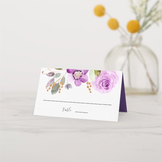 Lila Blooms Wedding Place Card Plaatskaartje (Voorkant)
