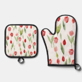 Lila Blossom Keukenset" Ovenwant & Pannenlap Set (Voorkant)