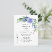 Lila Blue Hyacinth Peony Brunch & Bubble Invites Kaart (Staand voorkant)